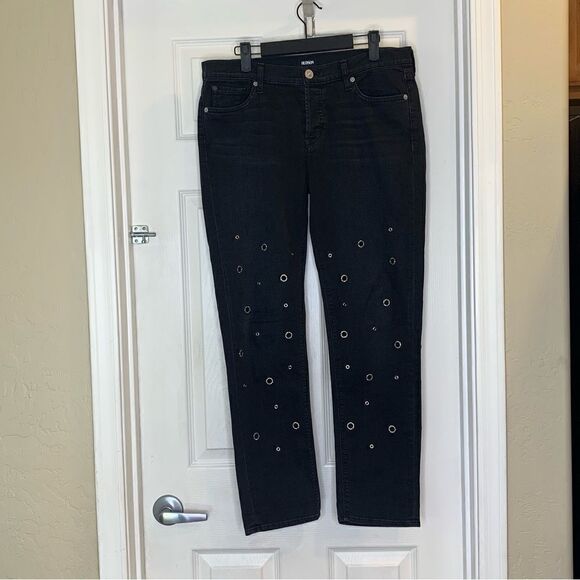 HUDSON New Grommet Jewel Perforated Jeans Black Size 28 - Picture 2 of 12